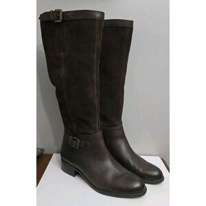 Franco Sarto Womens 8 M CORBIN Brown Leather 16.5" Tall Riding Boots Side Zip